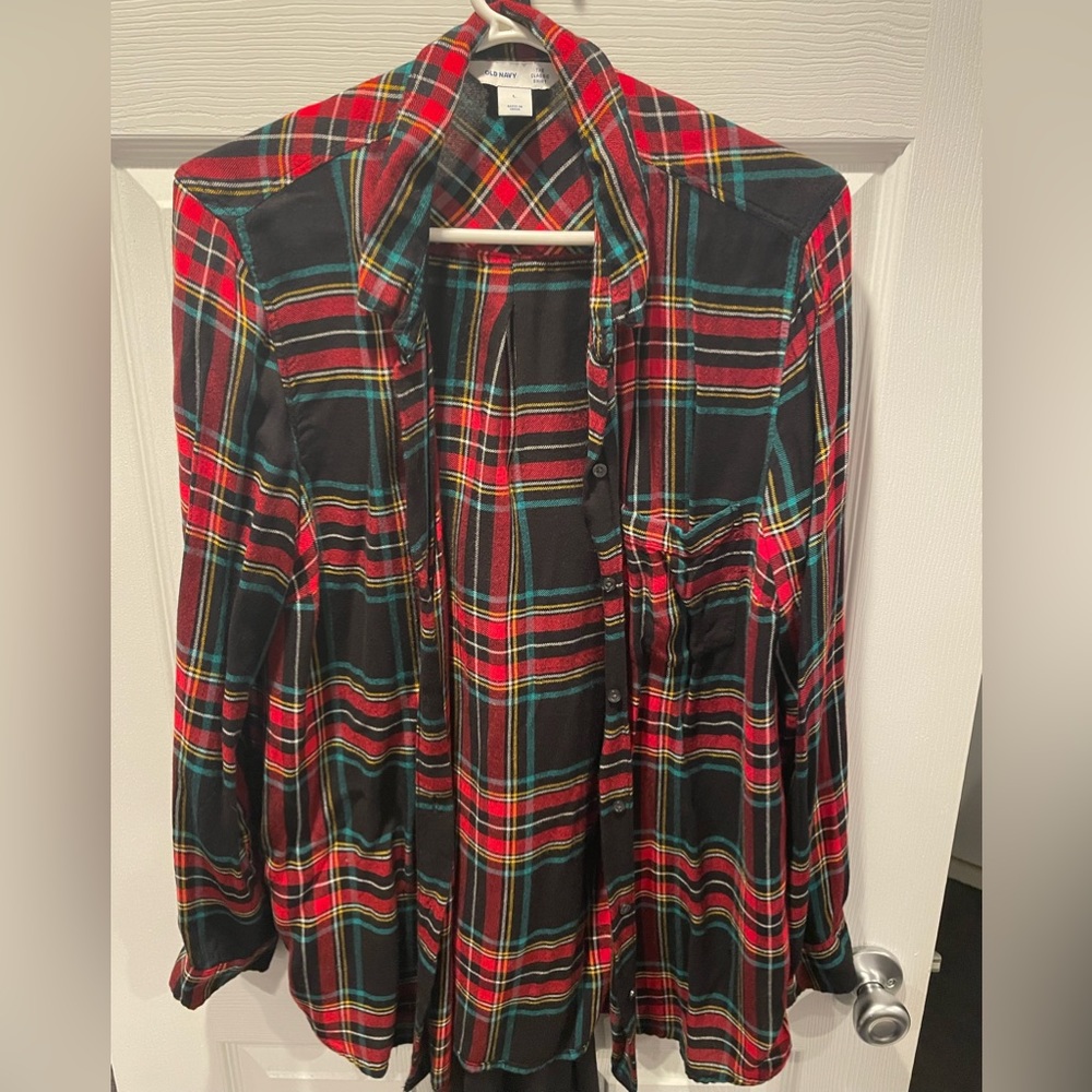 Old navy plaid, classic shirt, size large